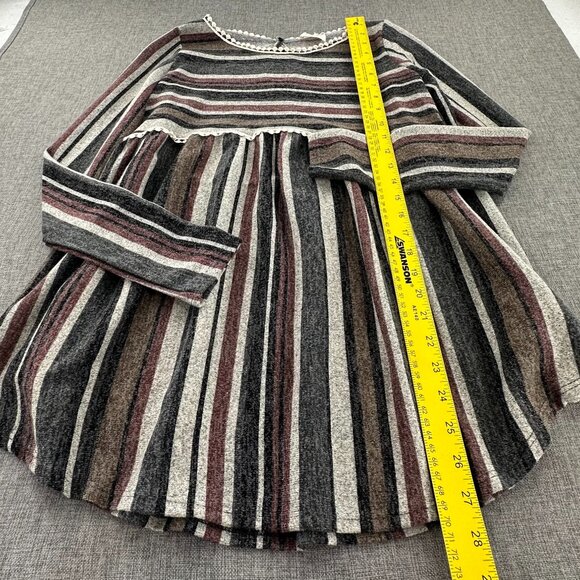 143 Story By Line Up Long Sleeve Babydoll Top Striped Medium Relaxed Fit - Picture 8 of 13